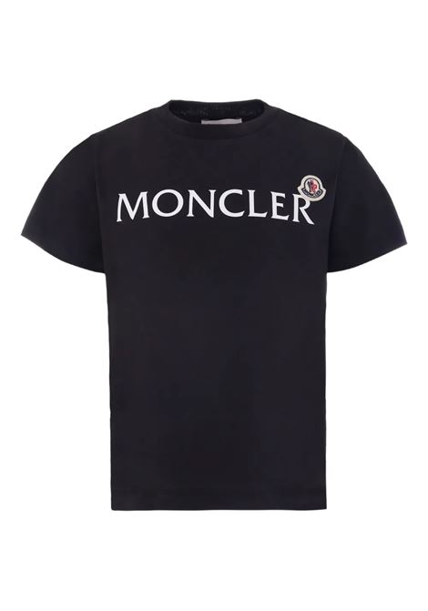 T-Shirt Nera Con Logo Stampato MONCLER ENFANT | 954-8C00018 89AFV999